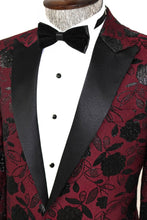 Load image into Gallery viewer, Floral Patterned Burgundy Men Dinner Jacket - Wessi

