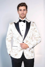 Load image into Gallery viewer, Floral Patterned White Men Tuxedo Blazer - Wessi
