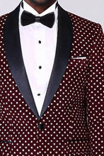 Load image into Gallery viewer, Dot Patterned Slim Fit Burgundy Men Dinner Jacket - Wessi
