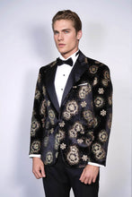 Load image into Gallery viewer, Black Patterned Over Black Men Prom Blazer - Wessi
