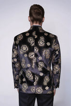 Load image into Gallery viewer, Black Patterned Over Black Men Prom Blazer - Wessi
