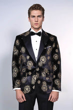 Load image into Gallery viewer, Black Patterned Over Black Men Prom Blazer - Wessi
