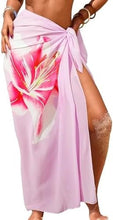 Load image into Gallery viewer, Sheer Chiffon High-Slit Swim Cover-Up Dress – Floral Print, One Size
