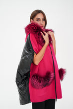 Load image into Gallery viewer, Saga®Furs Silver Fox Wool Alpaca Poncho Vest in Fuchsia
