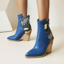 Load image into Gallery viewer, Coffee Rain Boots : With Snake Print High Heel
