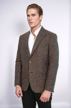 Load image into Gallery viewer, Houndstooth Pattern Wool Brown Men Blazer - Wessi

