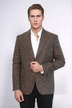 Load image into Gallery viewer, Houndstooth Pattern Wool Brown Men Blazer - Wessi
