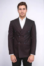 Load image into Gallery viewer, Houndstooth Patterned Burgundy Men Double Breasted Blazer - Wessi
