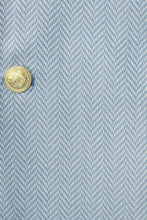 Load image into Gallery viewer, Light Blue Herringbone Pattern Gold Metal Button Slim Fit Men's Blazer Jacket - Wessi
