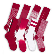 Load image into Gallery viewer, Cardinal / White Mixed Socks 8 Pack
