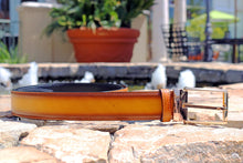 Load image into Gallery viewer, Burnished Calfskin Belt Cognac
