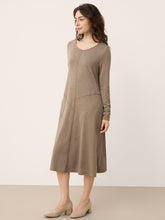 Load image into Gallery viewer, Cashmere Crew Neck Sculpted Seam A-Line Midi Dress HARLOW

