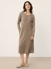 Load image into Gallery viewer, Cashmere Crew Neck Sculpted Seam A-Line Midi Dress HARLOW

