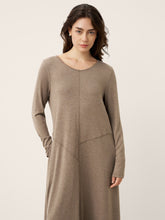 Load image into Gallery viewer, Cashmere Crew Neck Sculpted Seam A-Line Midi Dress HARLOW
