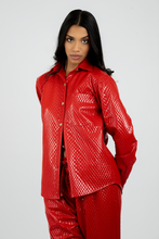Load image into Gallery viewer, Celeste Vegan Quilted Leather Button-Up
