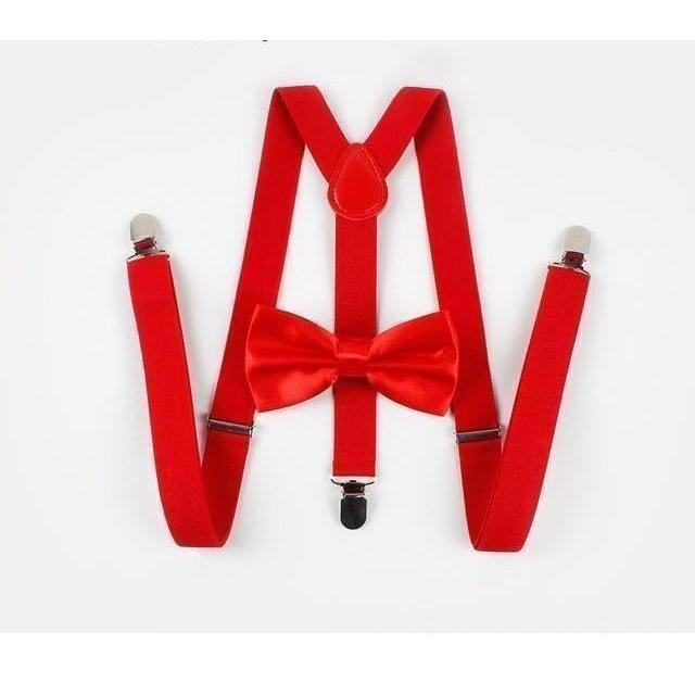 Cherry Red Suspenders & Bow Tie