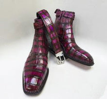 Load image into Gallery viewer, Style: Maurice Alligator Belt-Burgundy

