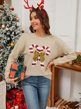 Load image into Gallery viewer, Christmas Candy Cane Sequin Knit Sweater | NCS
