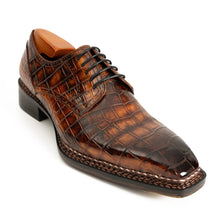 Load image into Gallery viewer, Classic Brown Crocodile Norwegian Derby Shoes
