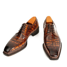 Load image into Gallery viewer, Classic Brown Crocodile Norwegian Derby Shoes
