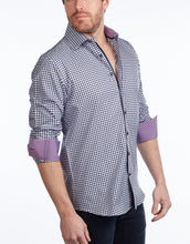 Load image into Gallery viewer, Contrast Collar Button-Up Shirt // Navy + Burgundy - Contemporary Fit - contrast  trimming- final sale
