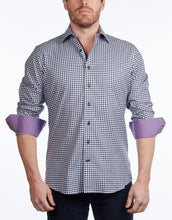 Load image into Gallery viewer, Contrast Collar Button-Up Shirt // Navy + Burgundy - Contemporary Fit - contrast  trimming- final sale
