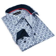 Load image into Gallery viewer, Contrast Collar Button-Up Shirt // Navy -  Contemporary Fit - Contrast trimming - final sale
