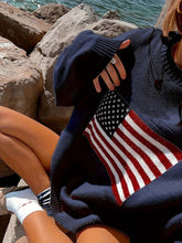 Load image into Gallery viewer, Cozy &amp; Patriotic American Flag Knit Sweater | NCS
