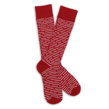 Load image into Gallery viewer, Crimson Broken Stripe Dress Socks
