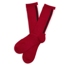 Load image into Gallery viewer, Crimson Vertical Stripe Casual Crew Socks
