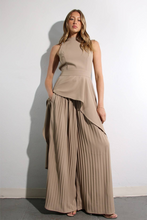 Load image into Gallery viewer, Escape to Milan Taupe Pleated Pants Set
