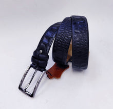 Load image into Gallery viewer, Crocodile Printed Leather Belt Navy
