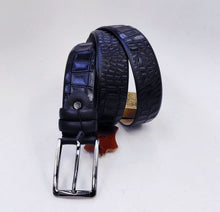 Load image into Gallery viewer, Crocodile Printed Leather Belt Navy
