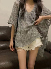Load image into Gallery viewer, Crochet Tassel Hollow Tie Shawl Cover-up | NCS
