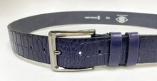Load image into Gallery viewer, Crocodile Printed Leather Belt Navy
