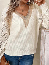 Load image into Gallery viewer, Cutout Colorblock V-Neck Long Sleeve Knit Sweater | NCS
