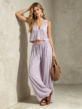 Load image into Gallery viewer, Women's V-Neck Sleeveless Camisole Top &amp; Wide Leg Pants Set
