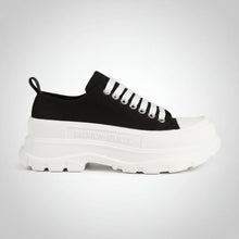 Load image into Gallery viewer, Lace-Up Round Toe Platform Sneakers – Canvas Chunky Sole
