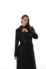 Load image into Gallery viewer, Ellis Tailored Cashmere Wool Coat in Black
