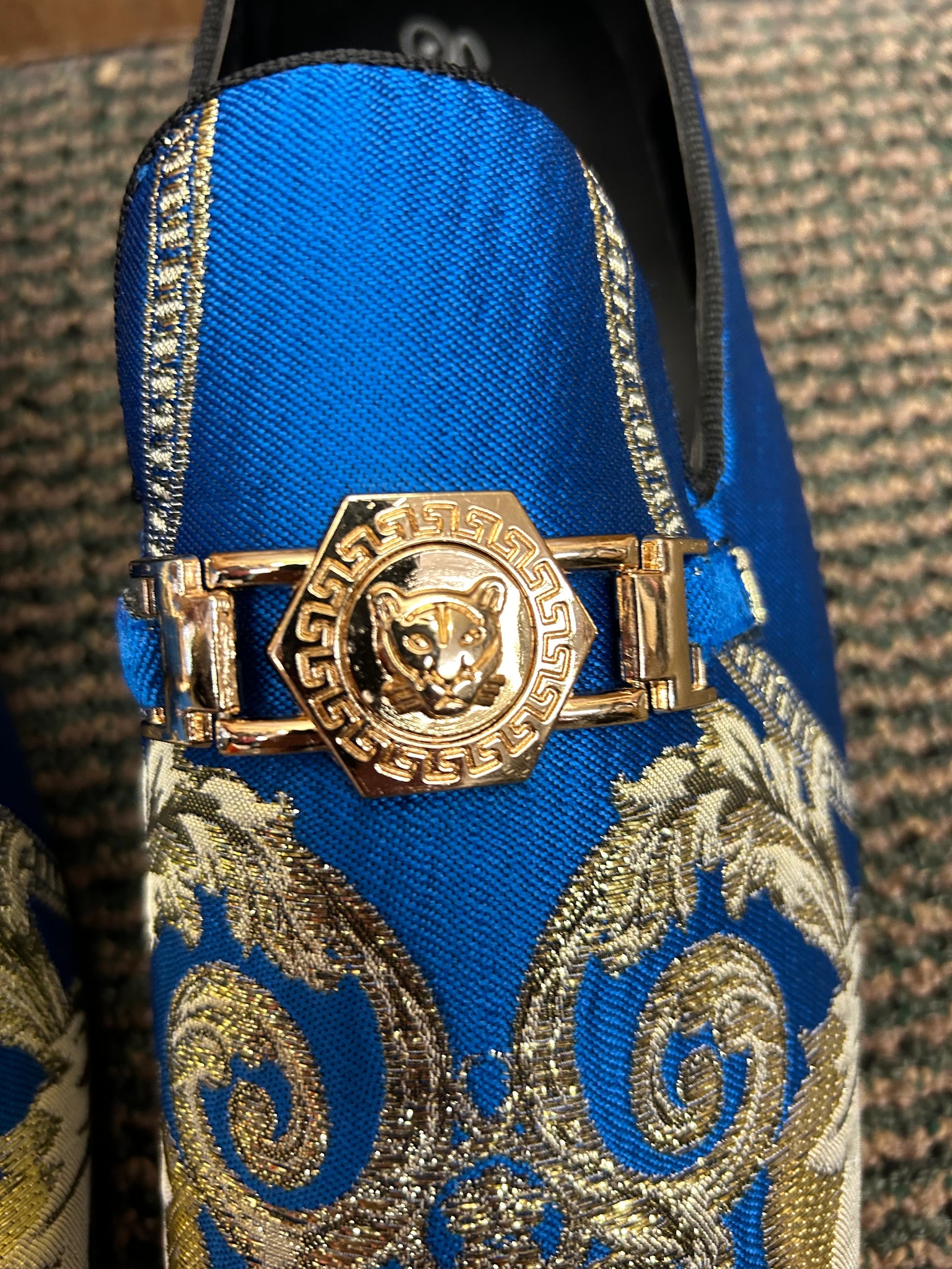 Successos Royal Blue/Gold Men's Red Bottom Dress Shoes Sizes 7-15 CC Suits Successos Royal Blue/Gold Men's Red Bottom Dress Shoes Sizes 7-15 CC Suits