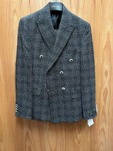 Load image into Gallery viewer, Moda Color Black/White checkered Turkish Slim Fit Double Breasted Wool Suit
