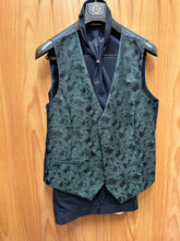 Load image into Gallery viewer, Moda Color Exclusive Navy/Green Paisley 4-Piece Turkish Slim Fit Suit with Tie
