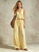 Load image into Gallery viewer, Women's V-Neck Sleeveless Camisole Top &amp; Wide Leg Pants Set
