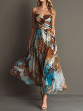 Load image into Gallery viewer, Floral Print Strap High Waist Flowy Maxi Dress – Sleeveless Beach Long Dress
