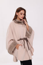 Load image into Gallery viewer, Genuine Mink Fur Double Face Wool Poncho
