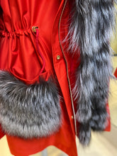Load image into Gallery viewer, Roma Genuine Silver Fox Fur Rabbit Fur Insulated Parka in Red
