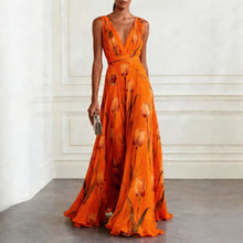Load image into Gallery viewer, Women's Tulip Print Sleeveless Deep V-Neck A-Line Maxi Dress – 7 Colors
