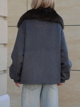 Load image into Gallery viewer, Rimini Genuine Fur Trim Wool Blend Parka in Graphite
