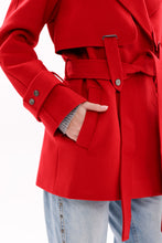 Load image into Gallery viewer, Karina Midi Cashmere Wool Blend Coat In Ruby
