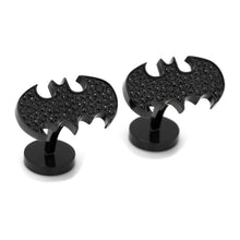 Load image into Gallery viewer, DC Batman Stainless Steel Black Pave Crystal Cufflinks
